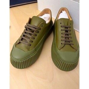 Jil Sander Agnellato Oversize Sole Sneakers 315 Medium Green Size 39 JS32108A